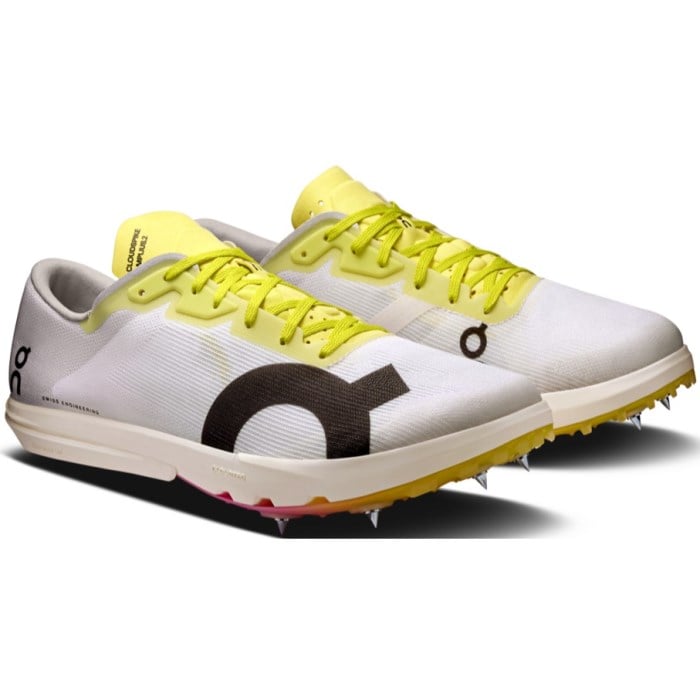 On CloudSpike Amplius 2 - Mens Long Distance Track Running Spikes - White/Raspberry