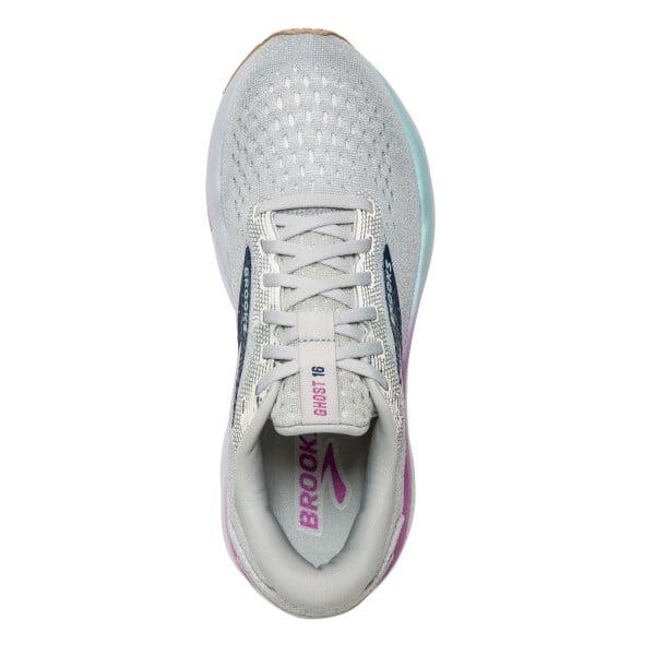 Brooks Ghost 16 - Womens Running Shoes - White/Grey/Estate Blue