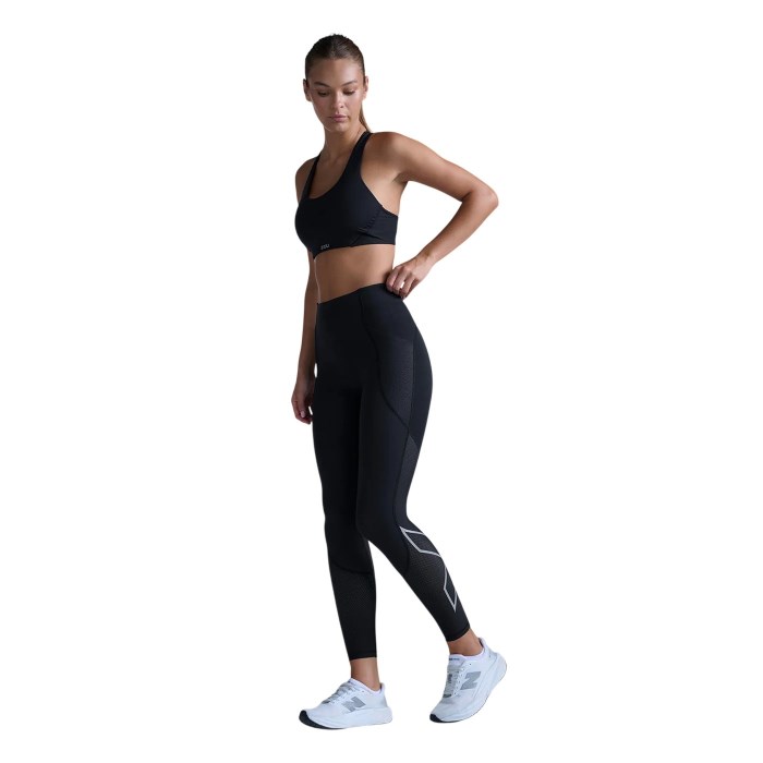 2XU Womens Aero Mesh Hi-Rise Compression Tights - Black/Silver Reflective