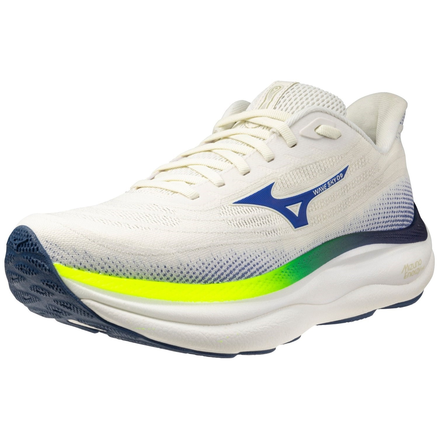 Mizuno Wave Sky 9 - Mens Running Shoes - Snow White/Surf The Web/Lightning Yellow