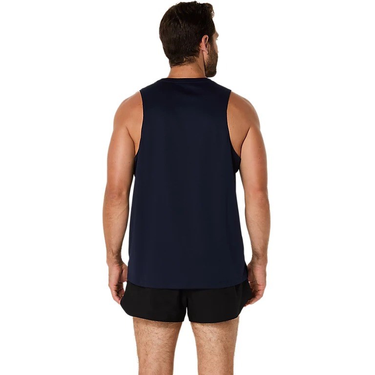Asics Silver Mens Running Tank Top - Midnight