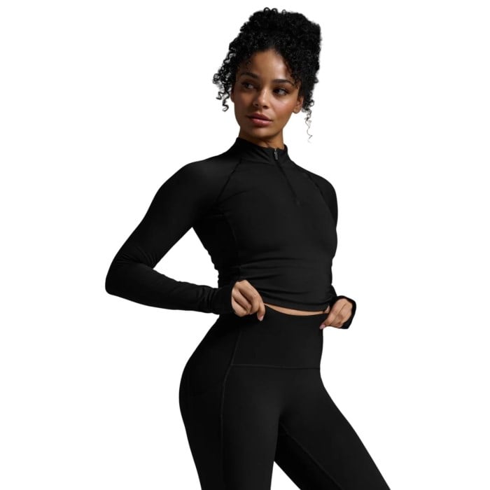 2XU Form Soft Touch 1/2 Zip Womens Long Sleeve - Black/White