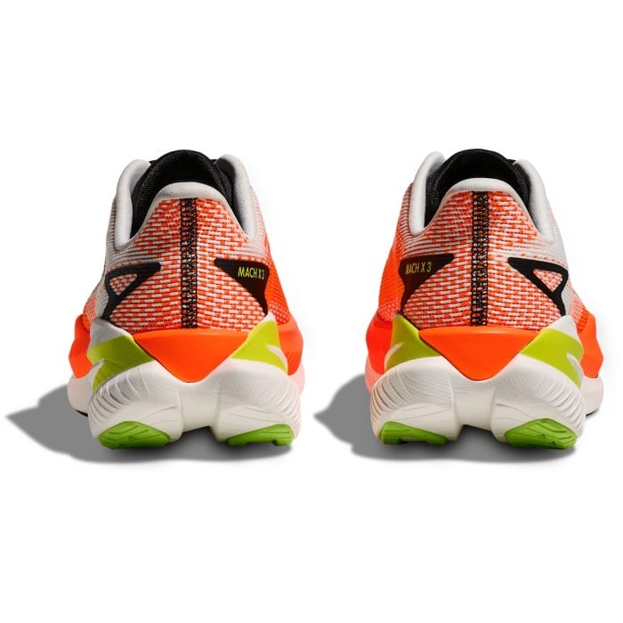 Hoka Mach X 3 - Mens Running Shoes - White/Neon Tangerine