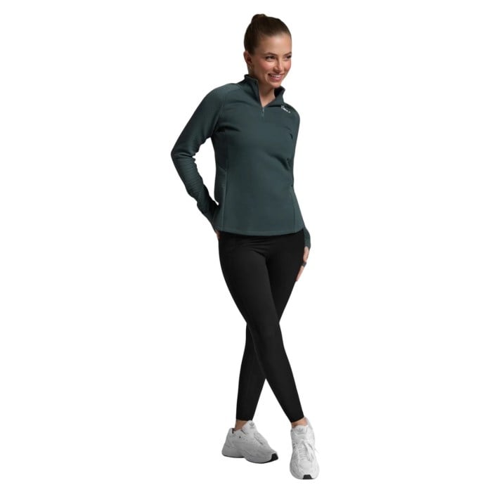 2XU Ignition Haptic Womens Running 1/4 Zip - Dark Sage/White Reflective