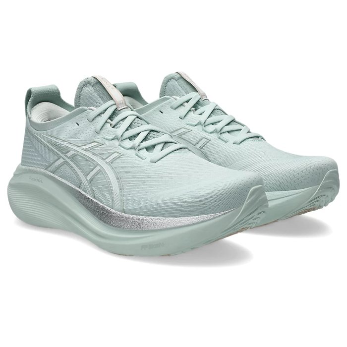 Asics Gel Nimbus 27 - Mens Running Shoes - Pure Aqua/White
