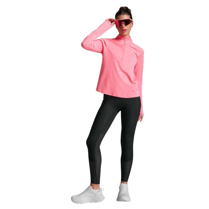 2XU Aero 1/2 Zip Womens Running Top - Pink Glow/White Reflective