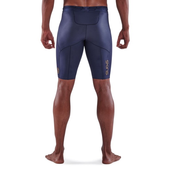 Skins Series-5 Mens Compression Half Tights - Navy Blue