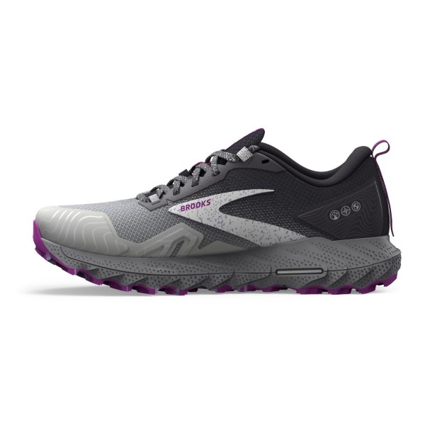 Brooks Cascadia 17 - Womens Trail Running Shoes - Oyster/Blackened Pearl/Purple