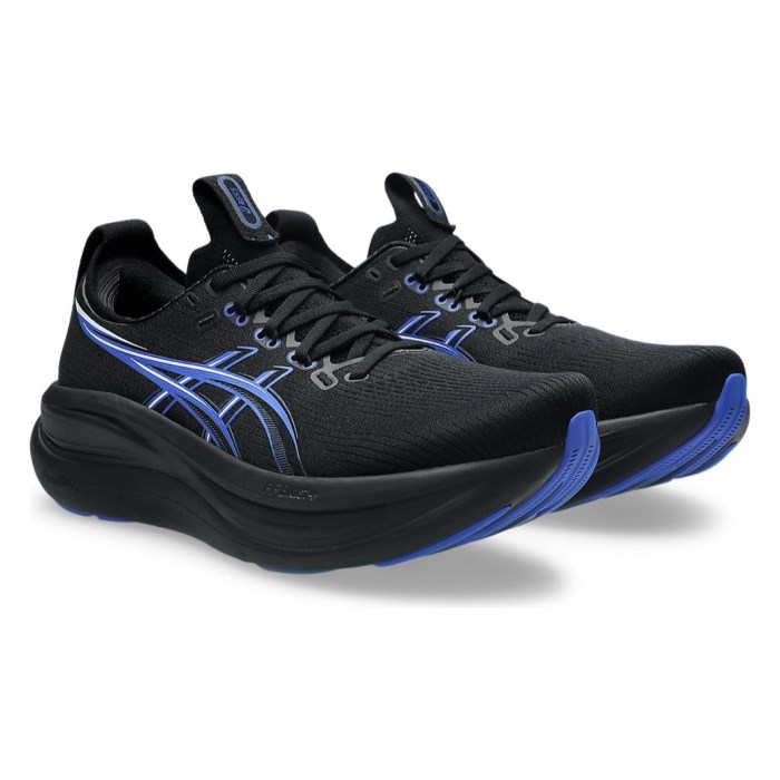 Asics Gel Nimbus 28 - Mens Running Shoes - Black/Neon Blue - image 6