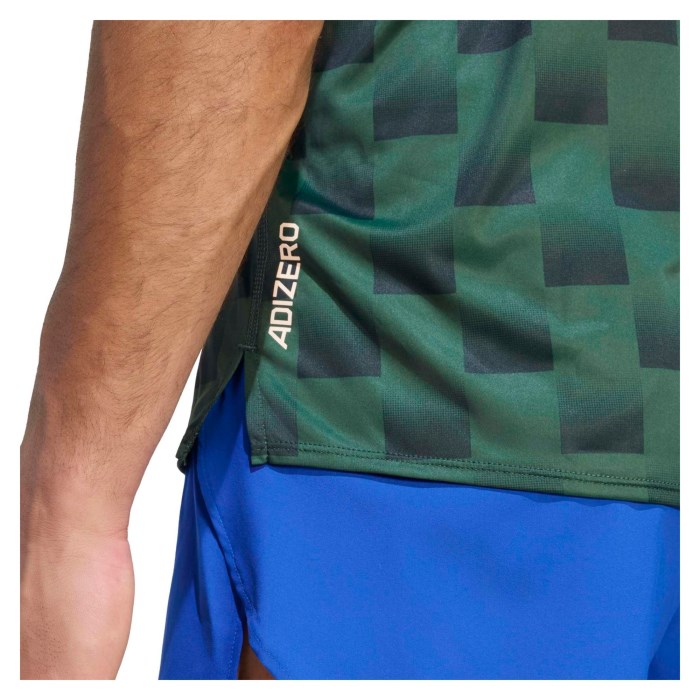 adidas Adizero NYC Mens Running Singlet - College Green/Aurora Ivy - image 4