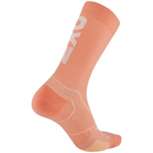 2XU Vectr Cushion Crew - Unisex Running Socks - Digital Peach/White