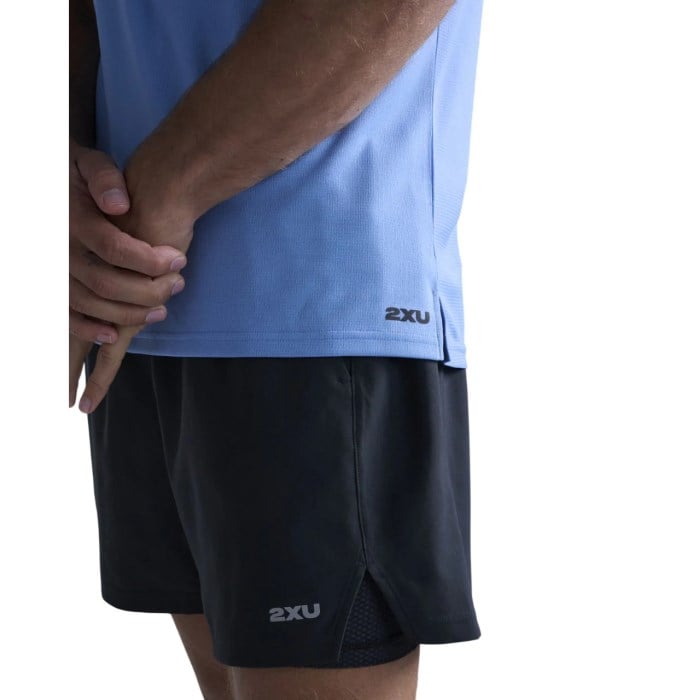 2XU Mens Aero Mesh T-Shirt - Silverlake Blue/Black Reflect