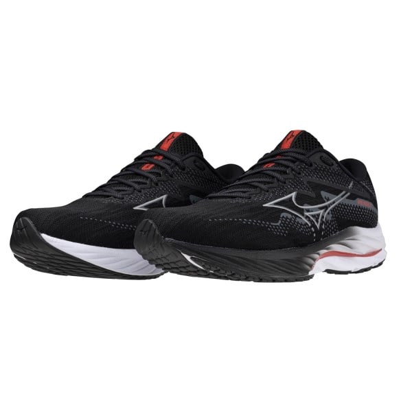 Mizuno Wave Rider 27 - Mens Running Shoes - Black/Nickel/Cayenne
