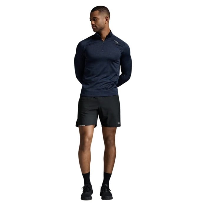 2XU Ignition 1/4 Zip Mens Long Sleeve Running Top - Midnight/Silver Reflective