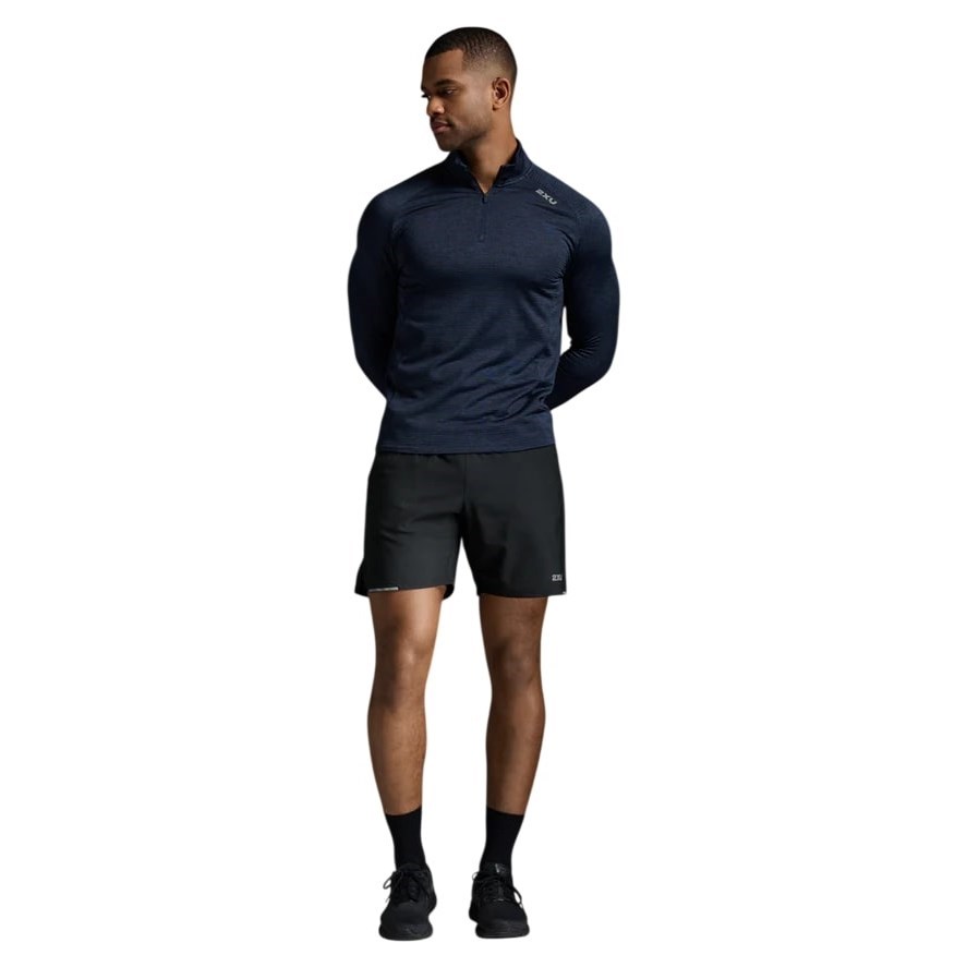2XU Ignition 1/4 Zip Mens Long Sleeve Running Top - Midnight/Silver Reflective