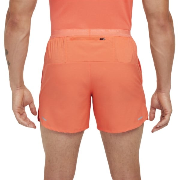 Nike Dri-Fit Stride 5 Inch Brief-Lined Mens Running Shorts - Light Wild Mango/Black/Reflective