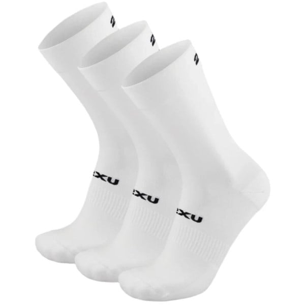 2XU Performance Unisex Training Crew Socks - 3 Pairs - White/Black