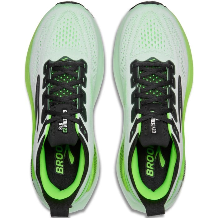 Brooks Glycerin GTS 23 - Mens Running Shoes - White/Phantom/Green Gecko