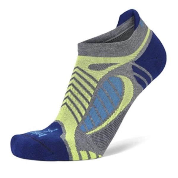 Balega Ultralight No Show Running Socks - Grey Heather/Royal Blue