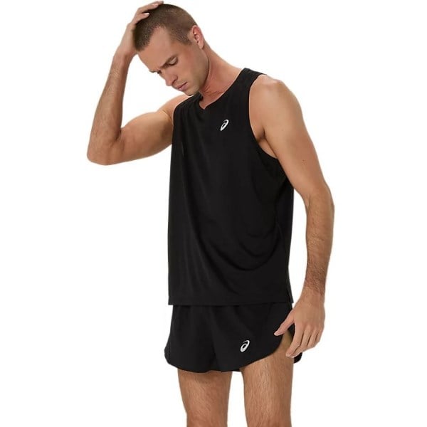 Asics Silver Mens Running Tank Top - Performance Black - Performance Black