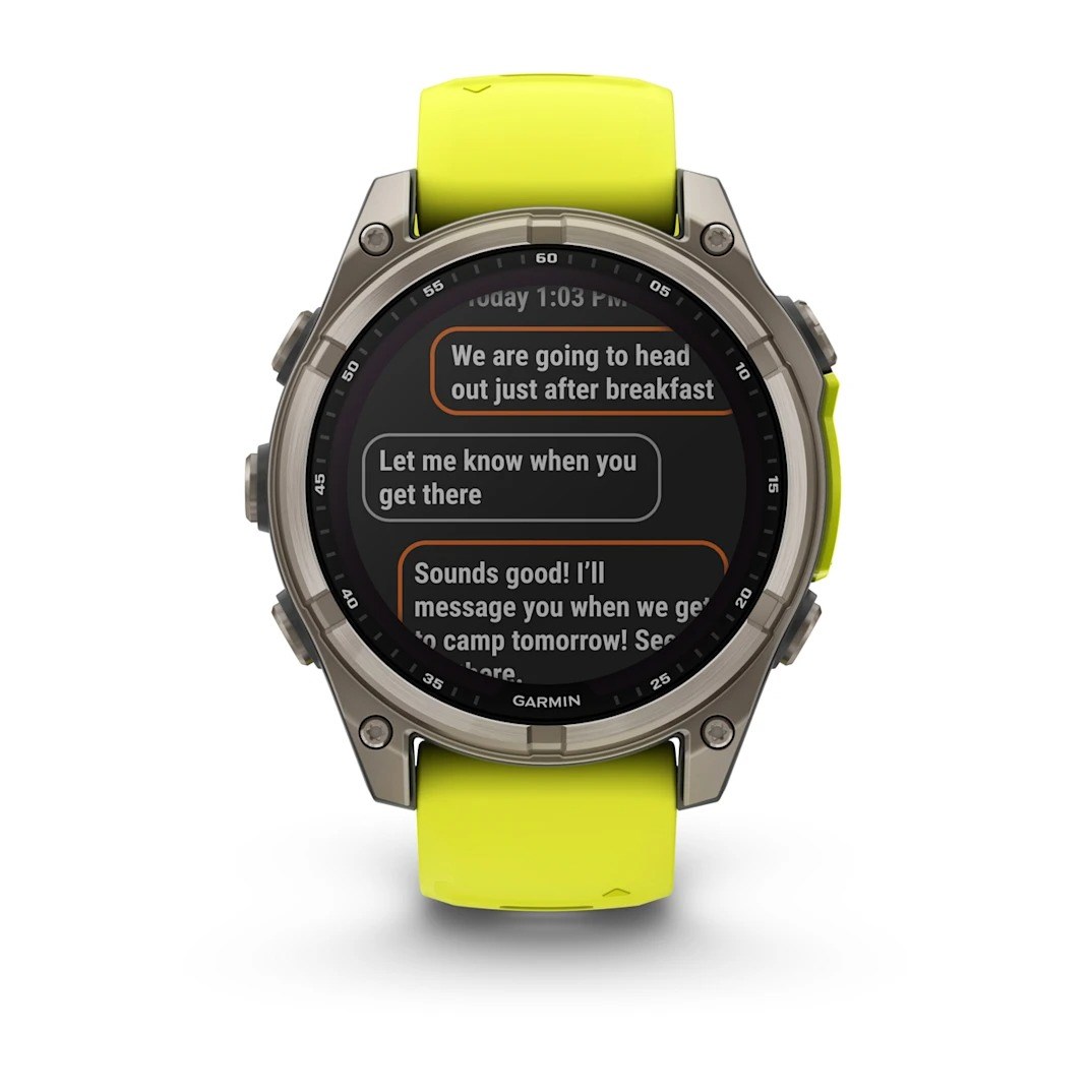 Garmin Fenix 8 Solar 47mm Sapphire Edition Titanium Watch - Amp Yellow/Graphite Silicone Band - image 12