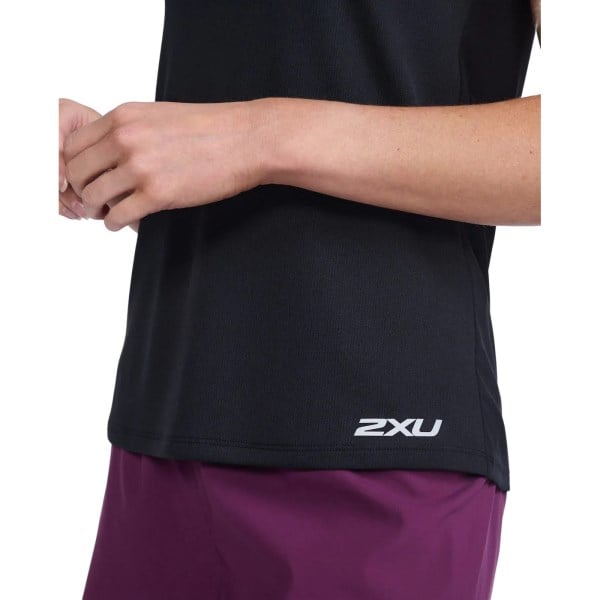 2XU Aero Womens Running Singlet - Black/Silver Reflective