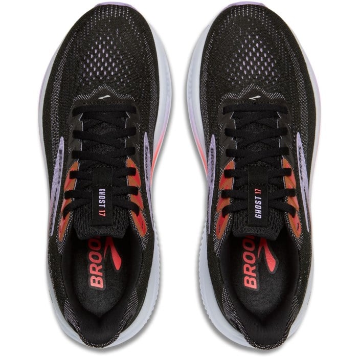 Brooks Ghost 17 - Womens Running Shoes - Black/Purple/Coral