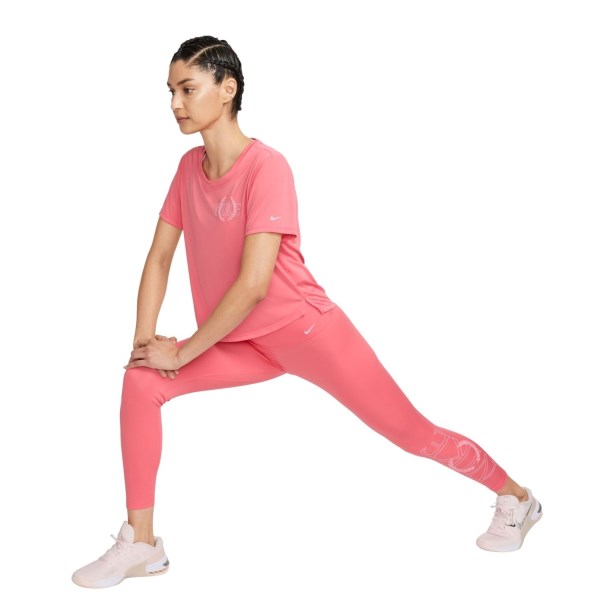 Nike One Mid-Rise Graphic Womens Training Tights - Sea Coral/Oxygen Purple