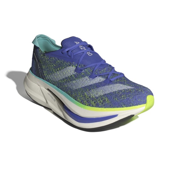 adidas Adizero Prime X 2 Strung - Unisex Road Racing Shoes - Cobalt Blue/Zero Metallic/Lucid Lemon