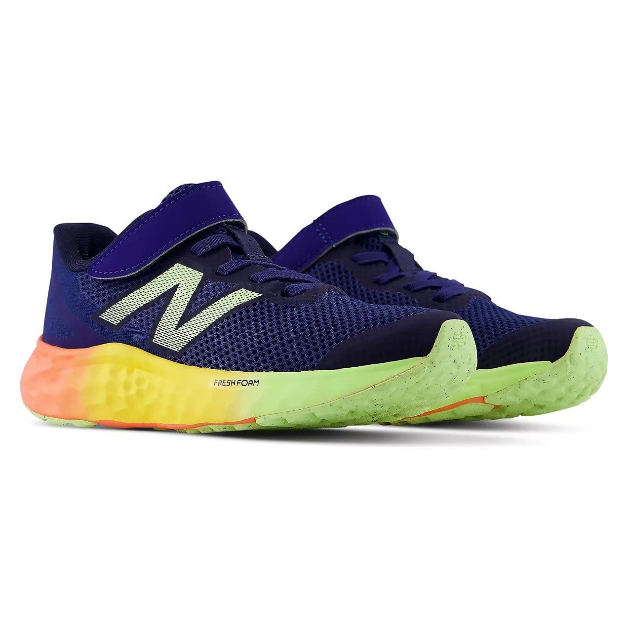 New Balance Fresh Foam Arishi v4 Velcro- Kids Running Shoes - Blue Oyster/Afterglow/Tangerine Heat