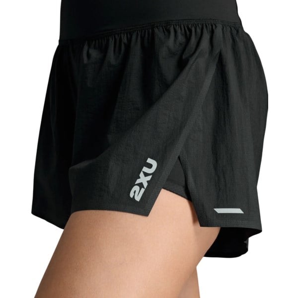 2XU Womens Aero Hi-Rise 2-in-1 3in Shorts - Black/Silver Reflective