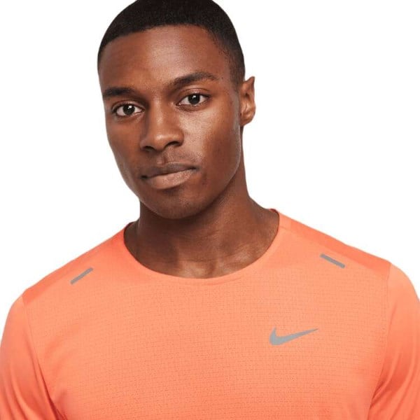 Nike Dri-Fit Rise 365 - Mens Running T-Shirt - LT Wild Mango/Reflective Silver