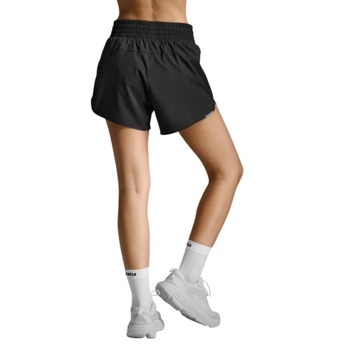 2XU Aero Hi-Rise 4 Inch Womens Shorts - Black/Silver Reflective