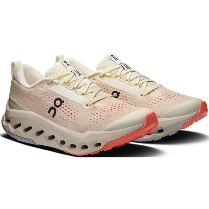 On Cloudsurfer Trail 2 - Womens Trail Running Shoes - Ivory/Salmon