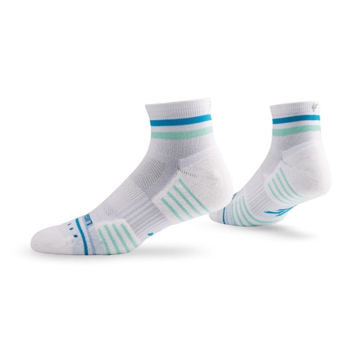 Lightfeet Performance 2 Stripes Unisex Quarter Running Socks - White/Blue/Glacier