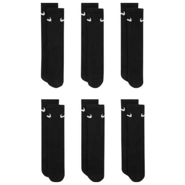 Nike Kids Cushioned Crew Socks - 6 Pack - Black/White