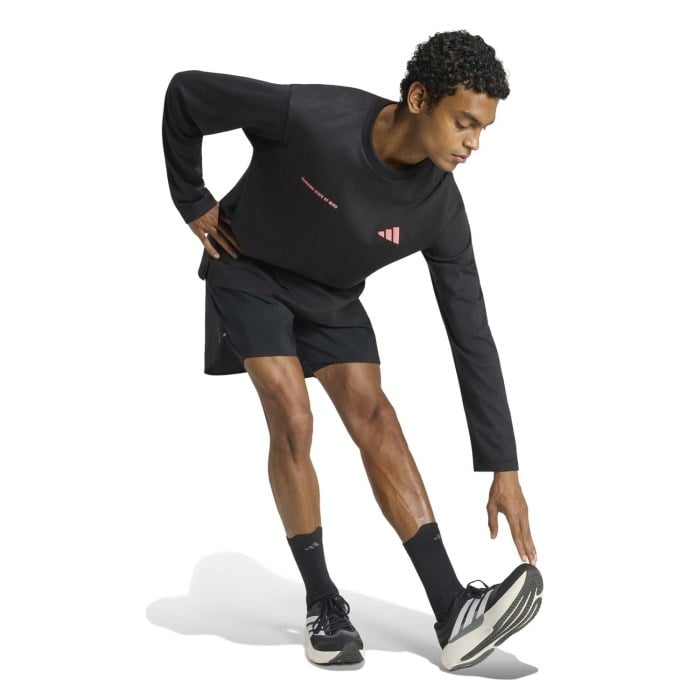 adidas ADI365 Running Community Culture Mens Long Sleeve Shirt - Black/Solar Turbo - image 4