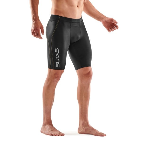 Skins Series-3 Mens Compression Half Tights 400 - Black/Yellow