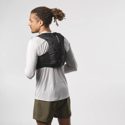 Salomon Active Skin 4 Set Unisex Trail Running Vest With Flasks - Black/Metal