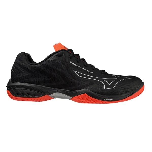 Mizuno Wave Claw EL 2 - Unisex Badminton Shoes - Black/High Rise/Cherry Tomato