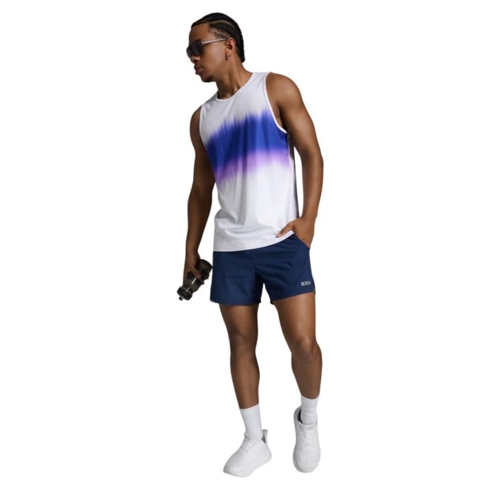 2XU Aero Mens Training Tank Top - Multi Stripe/Black Reflective