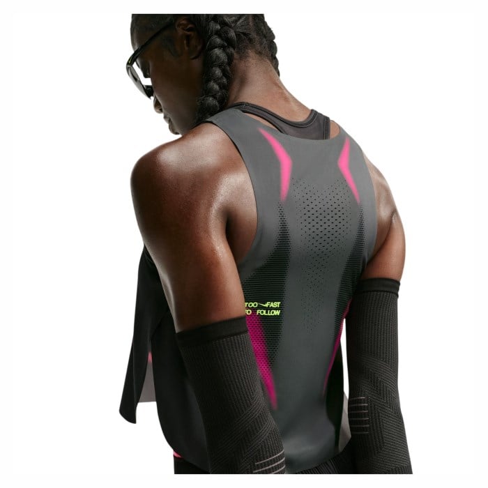 Nike Dri-Fit AeroSwift Womens Running Cropped Tank Top - Iron Grey/Volt/White - image 2