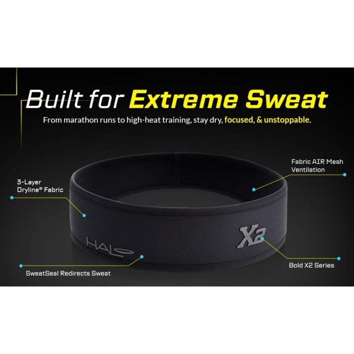 Halo II Air Mesh X2 SweatBlock Headband (extreme sweating) - Black