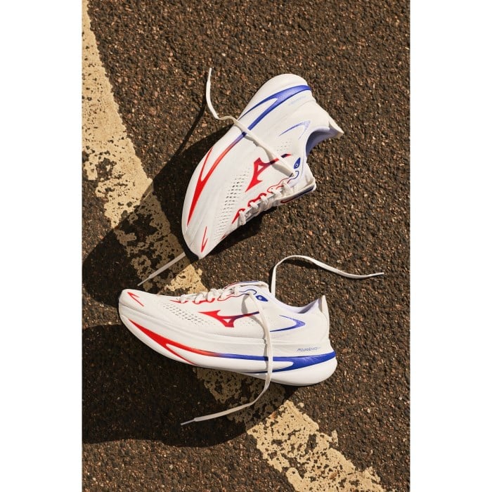 Mizuno Wave Sky Prime - Mens Running Shoes - White/Orange.Com/Royal Blue - image 7