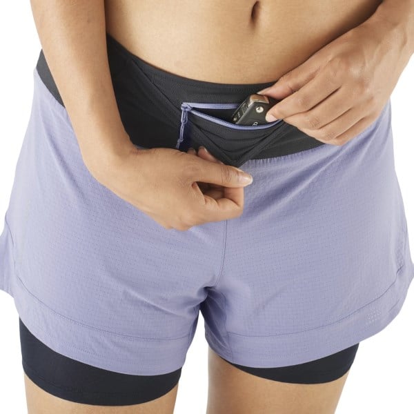 Salomon Aero 2-In-1 Womens Running Shorts - Blue Granite