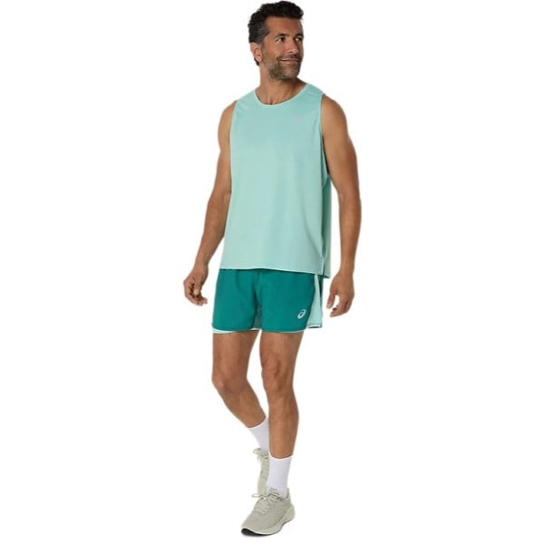 Asics Silver Running Singlet - Mens Running Clothing - Oasis Green