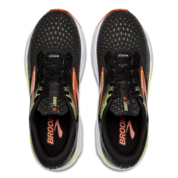 Brooks Ghost 16 GTX - Mens Running Shoes - Black/Mandarin Red/Green
