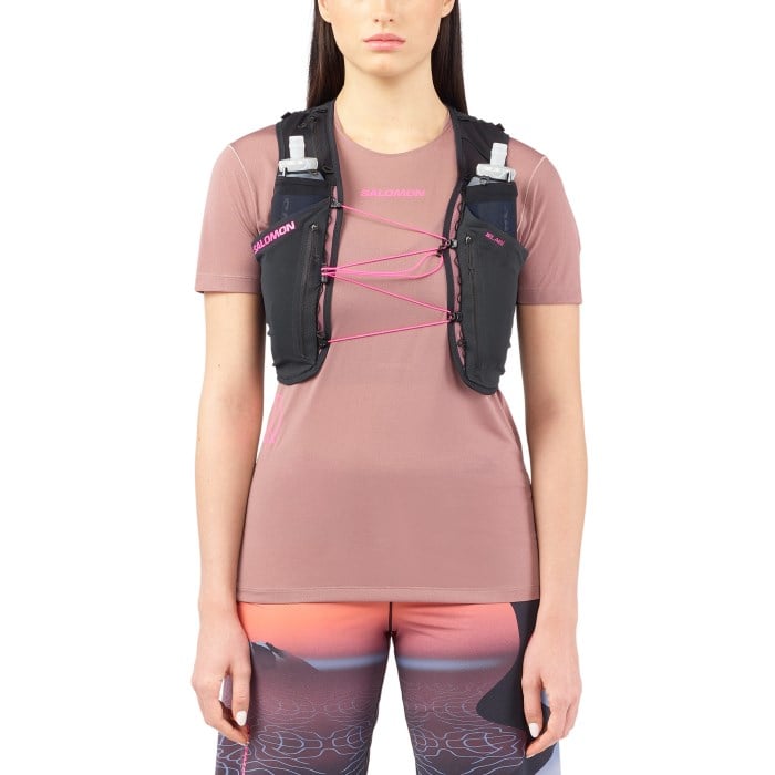 Salomon Sense Pro 6 Unisex Running Vest with Flasks - Black/Nasturti - image 2