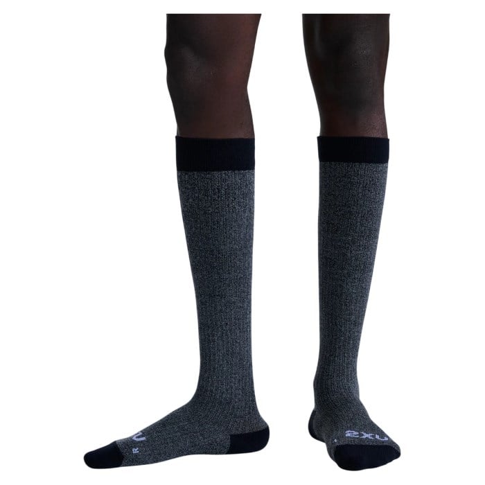 2XU Flight Bamboo Charcoal Unisex Compression Socks - Grey Marle/White - image 2