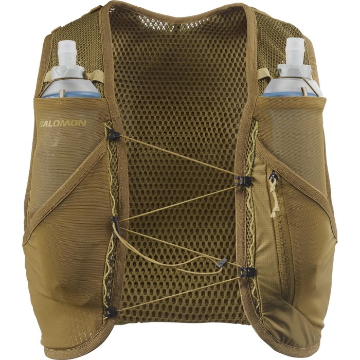 Salomon Active Skin 4 Set Unisex Trail Running Vest With Flasks - Brilliant Olive/Willow